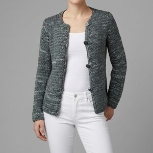 Sigrid Olsen Sport Chunky Knit Cardigan Variegated Grey Sz S